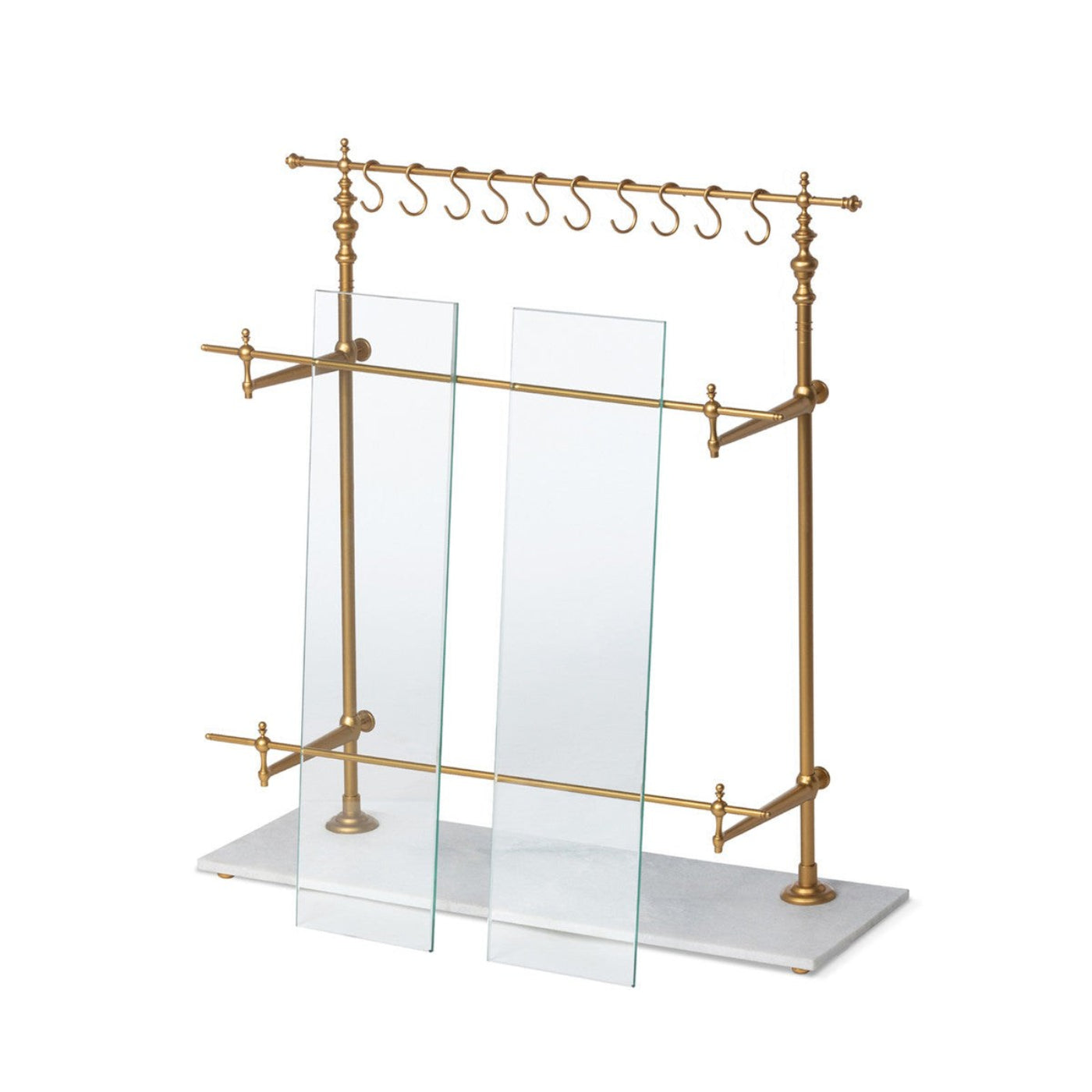 Park Hill Collection Southern Classic White Marble and Brass Bistro Rack - EAW26057