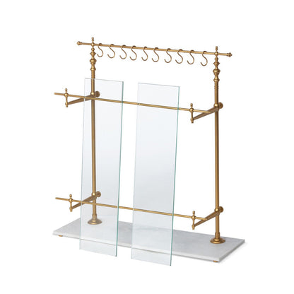 Park Hill Collection Southern Classic White Marble and Brass Bistro Rack - EAW26057