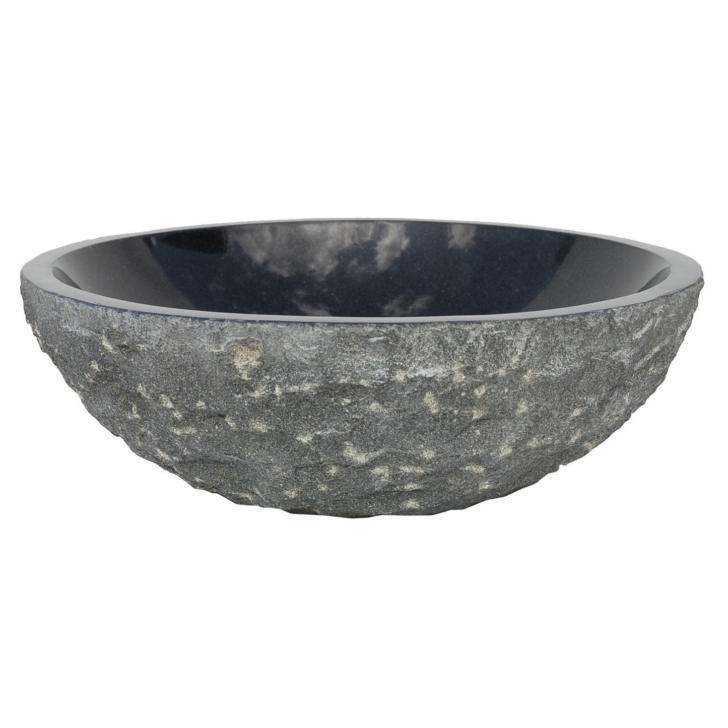 Eden Bath Black Granite Sink Rough Exterior -  Polished Interior - EB_S001BK-P