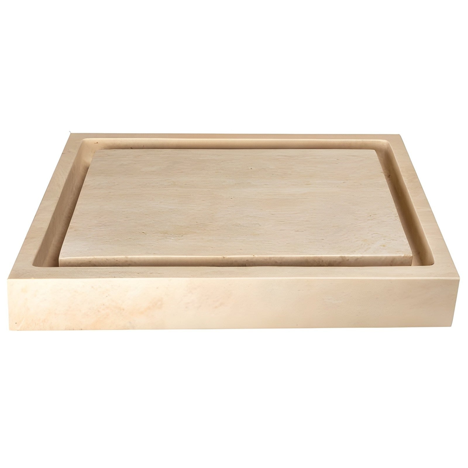 Eden Bath Rectangular Infinity Pool Sink - Honed Beige Travertine - EB_S006BT-H