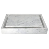 Eden Bath Rectangular Infinity Pool Sink - White Carrara Marble - EB_S006CW-P