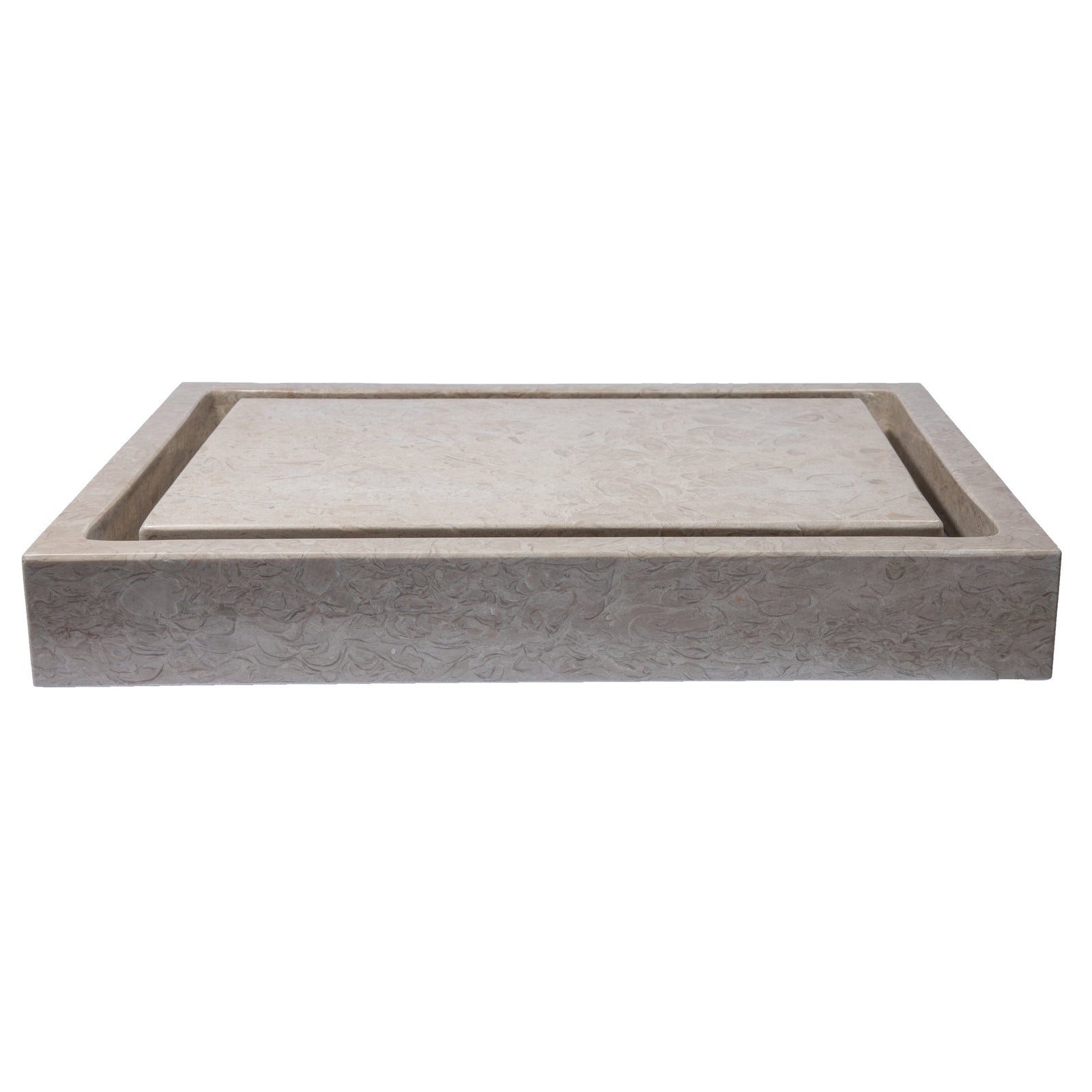 Eden Bath Rectangular Infinity Pool Sink in Polished Penny Grey Marble - EB_S006PG-P