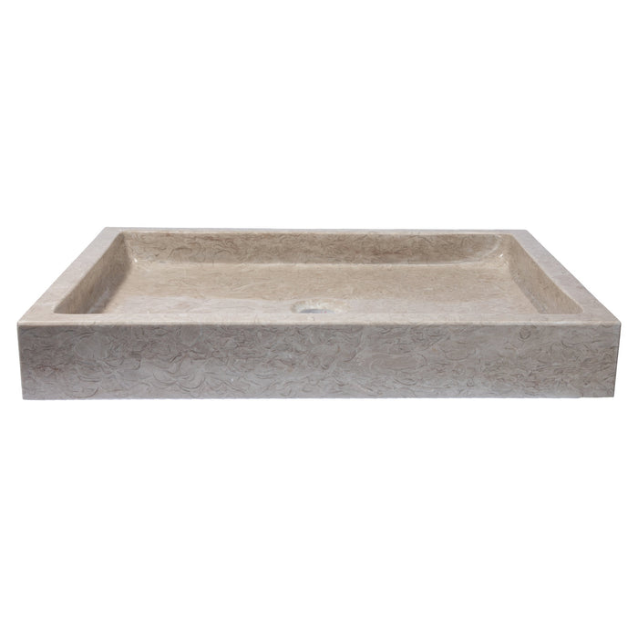 Eden Bath Rectangular Infinity Pool Sink in Polished Penny Grey Marble - EB_S006PG-P