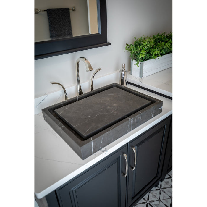 Eden Bath Rectangular Infinity Pool Sink in Honed Pietra Grey Marble - EB_S006PI-H