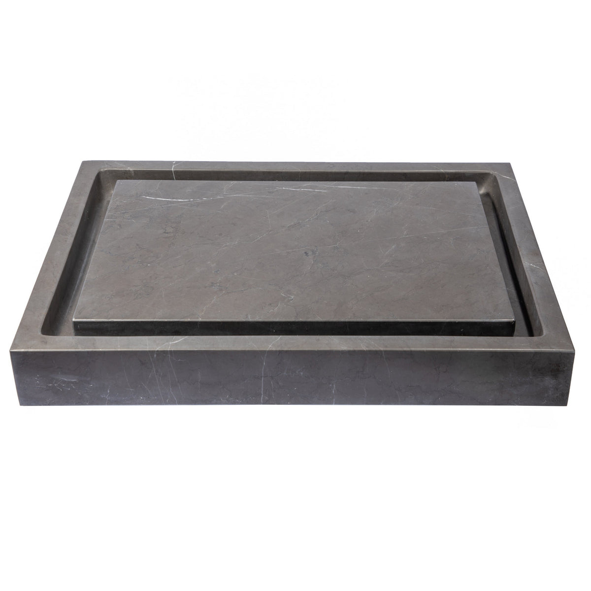 Eden Bath Rectangular Infinity Pool Sink in Honed Pietra Grey Marble - EB_S006PI-H