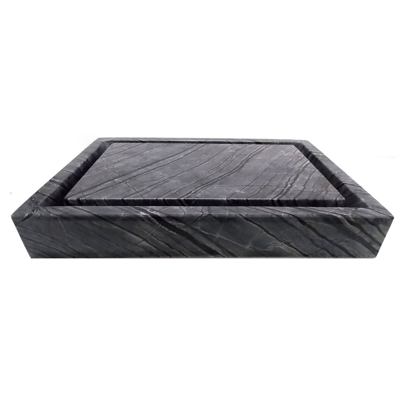 Eden Bath Rectangular Infinity Pool Sink - Wooden Black Marble