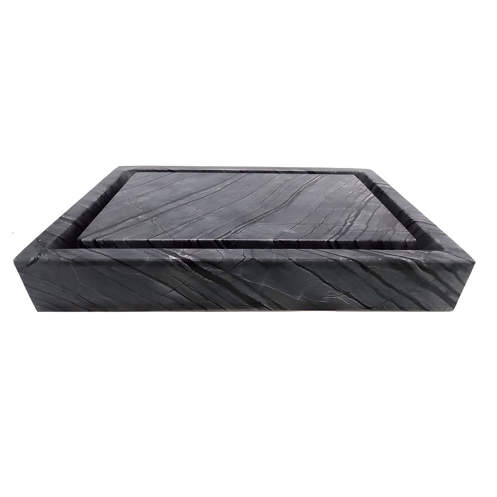 Eden Bath Rectangular Infinity Pool Sink - Wooden Black Marble - EB_S006WB-P