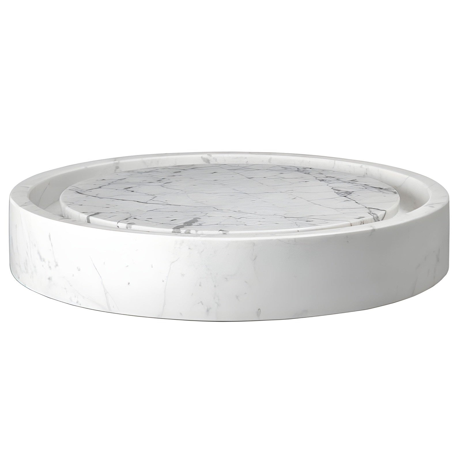 Eden Bath Round Infinity Pool Sink - Carrara Marble - EB_S042CW-P