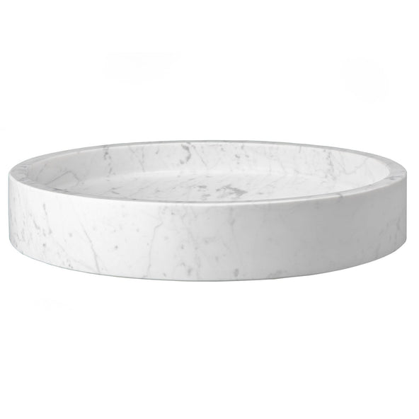 Eden Bath Low Round Vessel Sink - White Carrara Marble - EB_S045CW-P