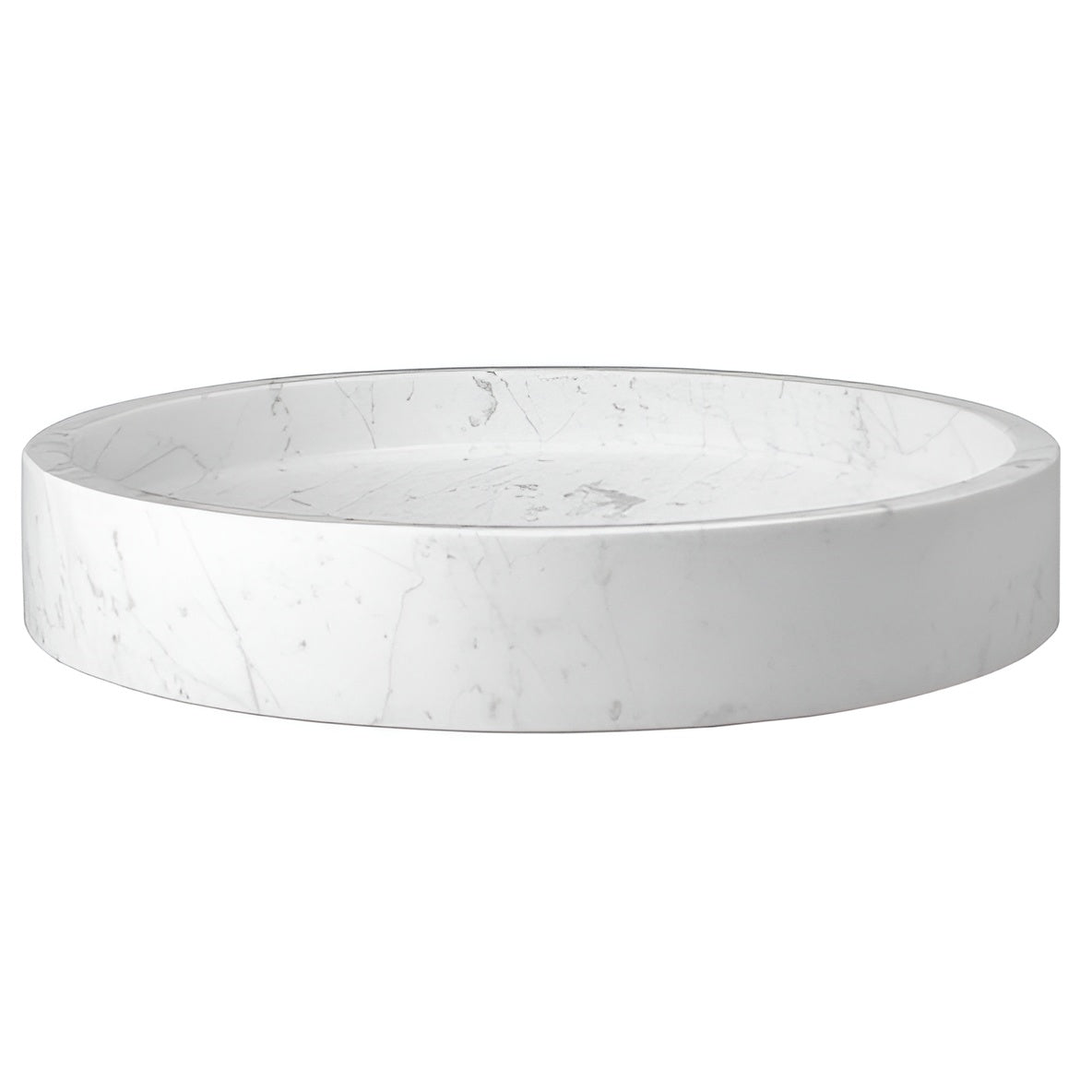 Eden Bath Low Round Vessel Sink - White Carrara Marble - EB_S045CW-P