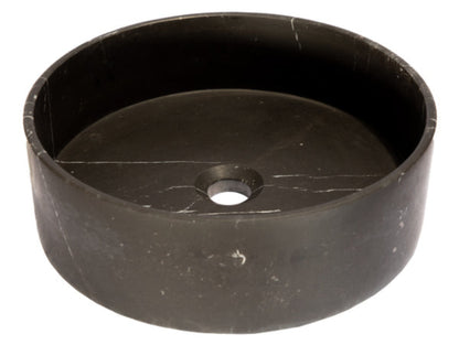 Eden Bath Thin Lip Round Nero Marquino Marble Column Vessel Sink - EB_S053NM-H