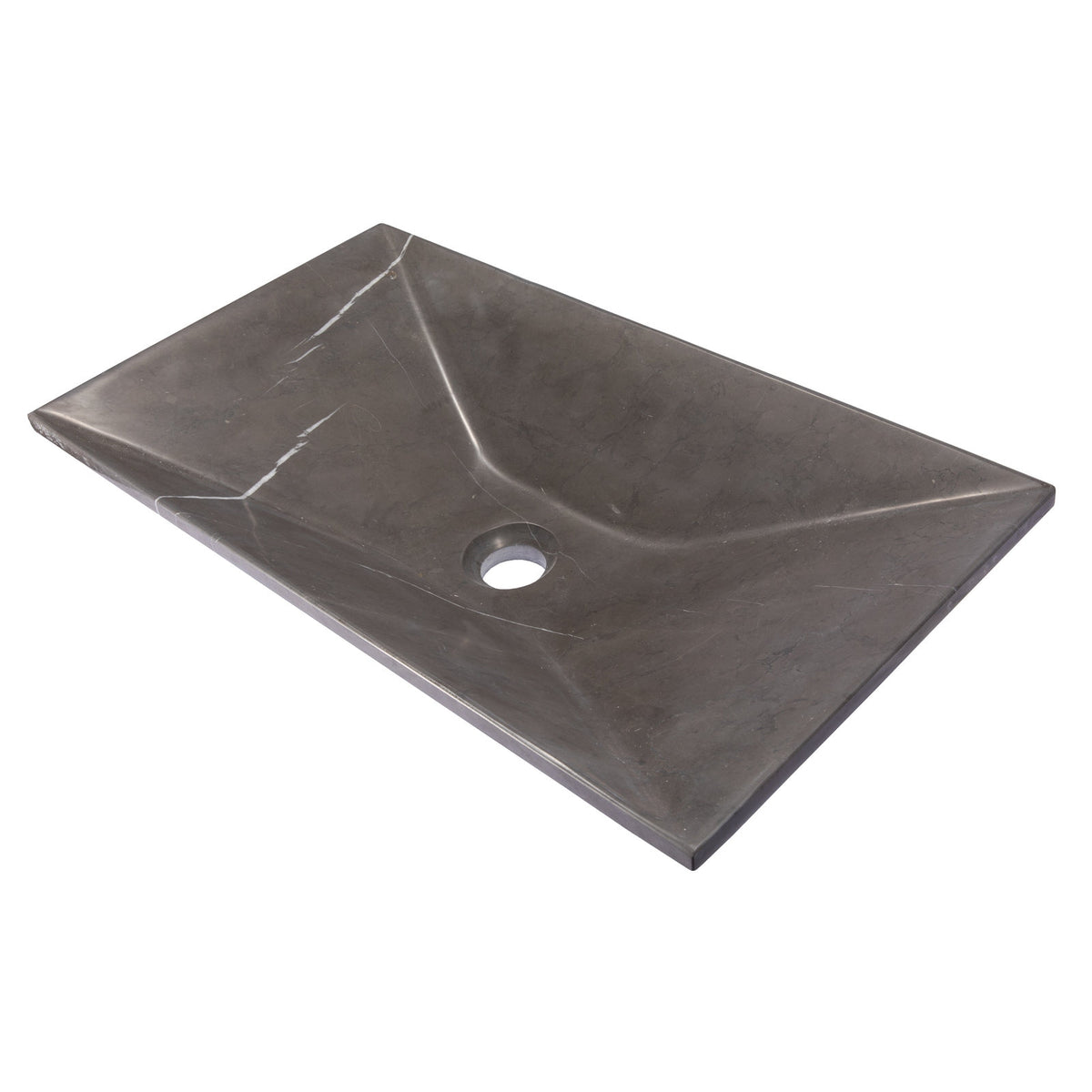 Eden Bath Ultra Modern Rectangular Vessel Sink in Honed Pietra Grey Marble - EB_S055PI-H