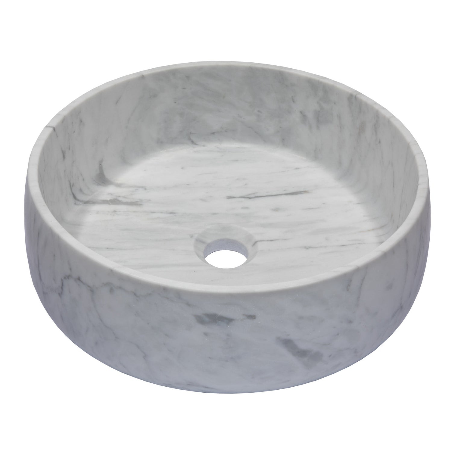 Eden Bath Rounded Vessel Sink in White Carrara Marble - EB_S057CW-P