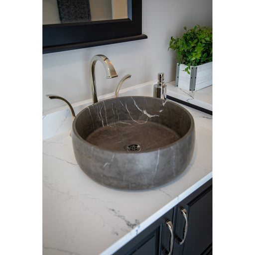 Eden Bath Rounded Vessel Sink in Pietra Grey Marble - EB_S057PI-H