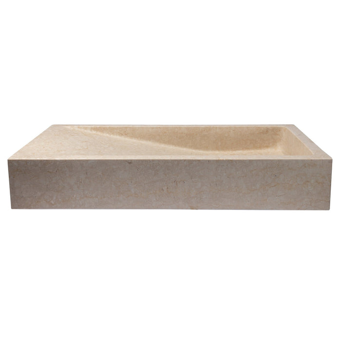 Eden Bath Rectangular Slopes Vessel Sink in Honed Galala Beige Marble - EB_S194GB-H