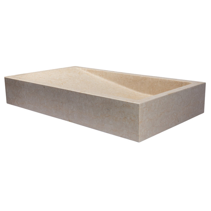 Eden Bath Rectangular Slopes Vessel Sink in Honed Galala Beige Marble - EB_S194GB-H