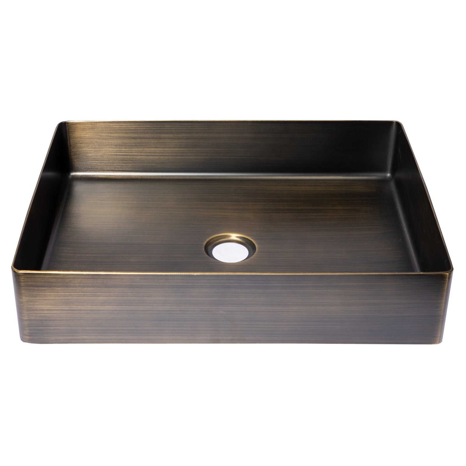 Eden Bath Rectangular 19" x 14 1/2" Stainless Steel Bathroom Vessel Sink with Drain in Antique Gold - EB_SS002AT