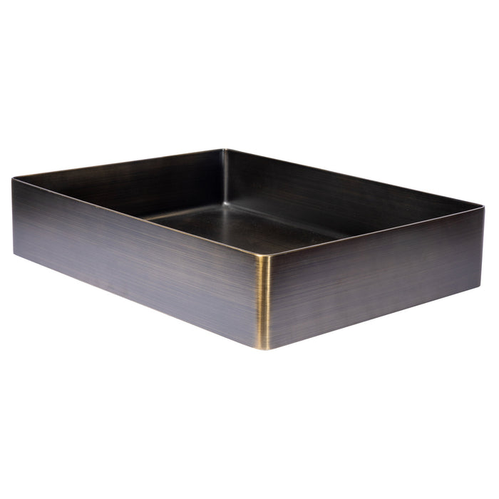 Eden Bath Rectangular 19" x 14 1/2" Stainless Steel Bathroom Vessel Sink with Drain in Antique Gold - EB_SS002AT