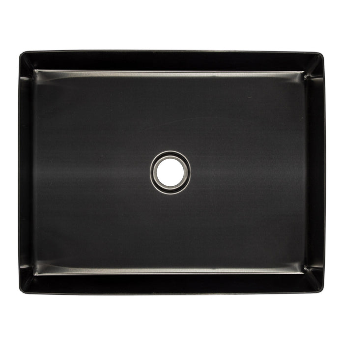 Eden Bath Rectangular 19 x 14 1/2" Stainless Steel Bathroom Vessel Sink with Drain in Black - EB_SS002BK