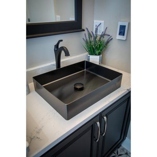 Eden Bath Rectangular 19 x 14 1/2" Stainless Steel Bathroom Vessel Sink with Drain in Black - EB_SS002BK