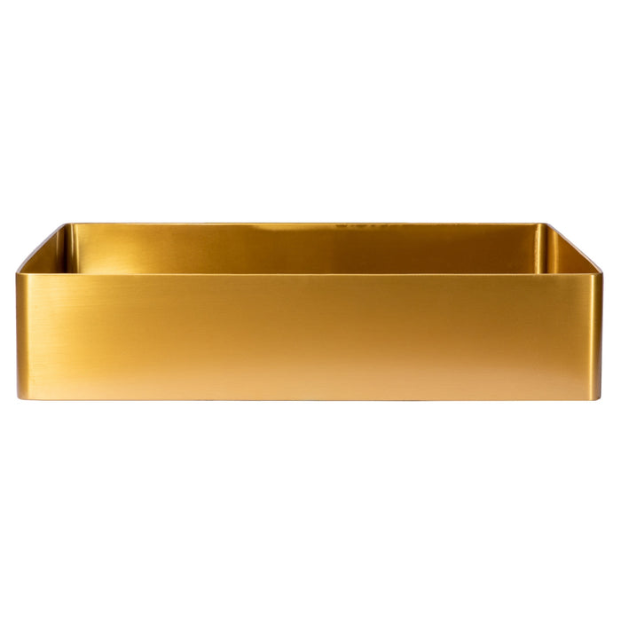 Eden Bath Rectangular 19" x 14 1/2" Stainless Steel Bathroom Vessel Sink with Drain in Gold - EB_SS002GD