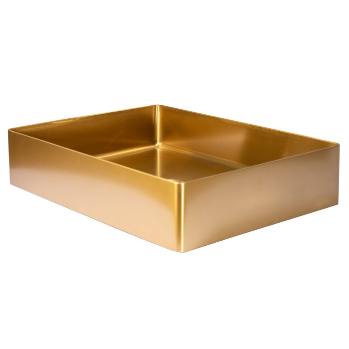 Eden Bath Rectangular 19" x 14 1/2" Stainless Steel Bathroom Vessel Sink with Drain in Gold - EB_SS002GD