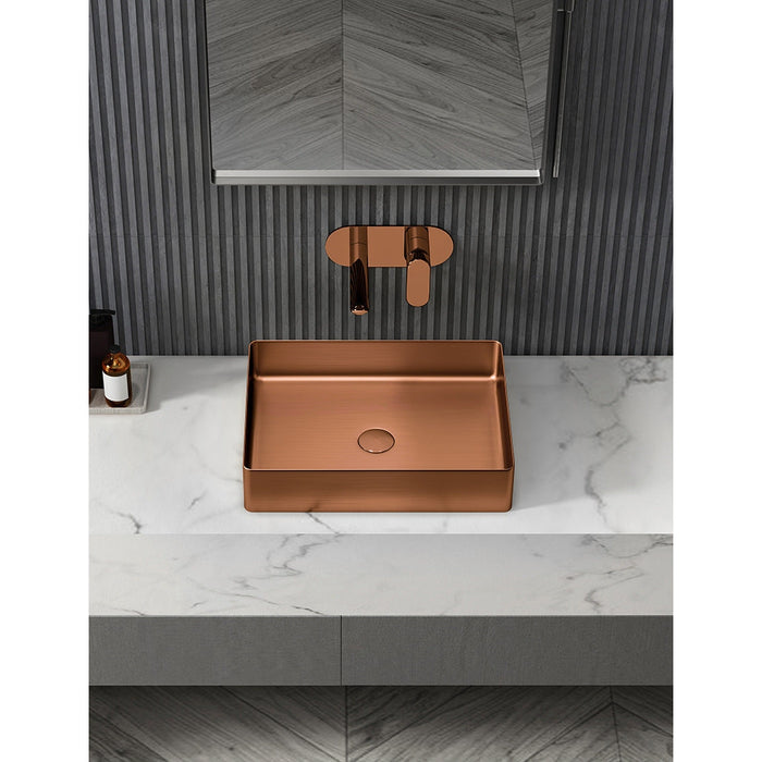 Eden Bath Rectangular 19" x 14 1/2" Stainless Steel Bathroom Vessel Sink with Drain in Rose Gold - EB_SS002RG