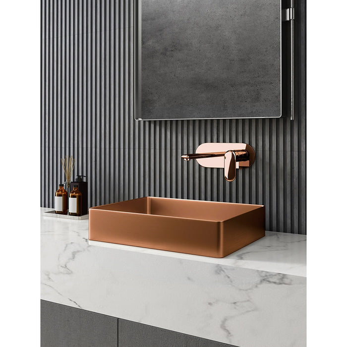 Eden Bath Rectangular 19" x 14 1/2" Stainless Steel Bathroom Vessel Sink with Drain in Rose Gold - EB_SS002RG