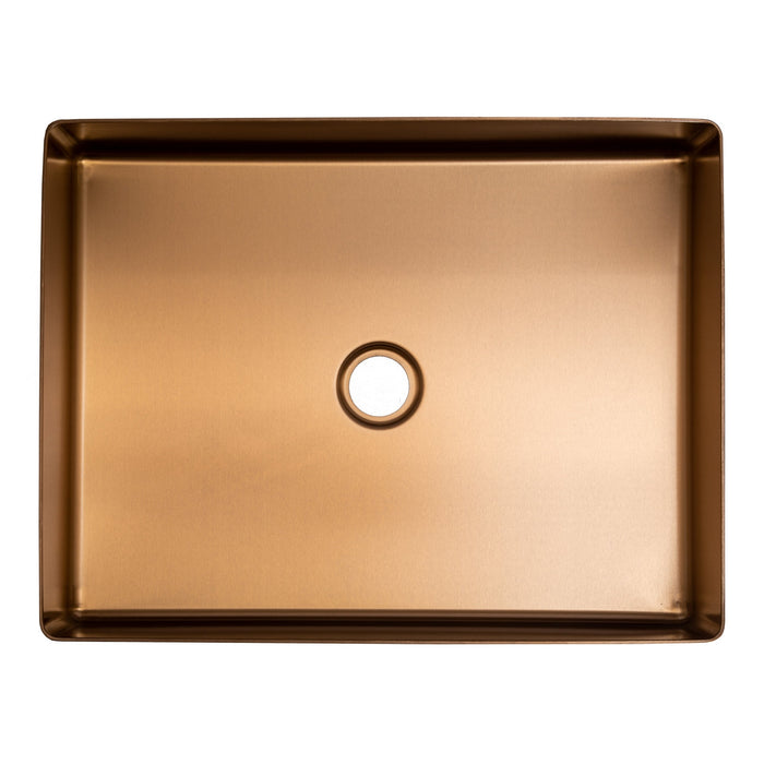 Eden Bath Rectangular 19" x 14 1/2" Stainless Steel Bathroom Vessel Sink with Drain in Rose Gold - EB_SS002RG