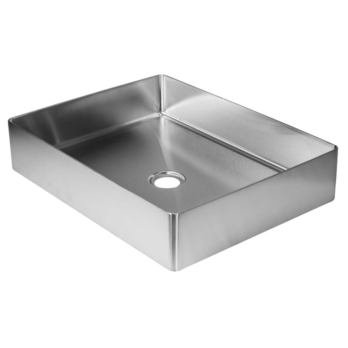 Eden Bath Rectangular 19" x 14 1/2" Stainless Steel Bathroom Vessel Sink with Drain in Silver - EB_SS002SV