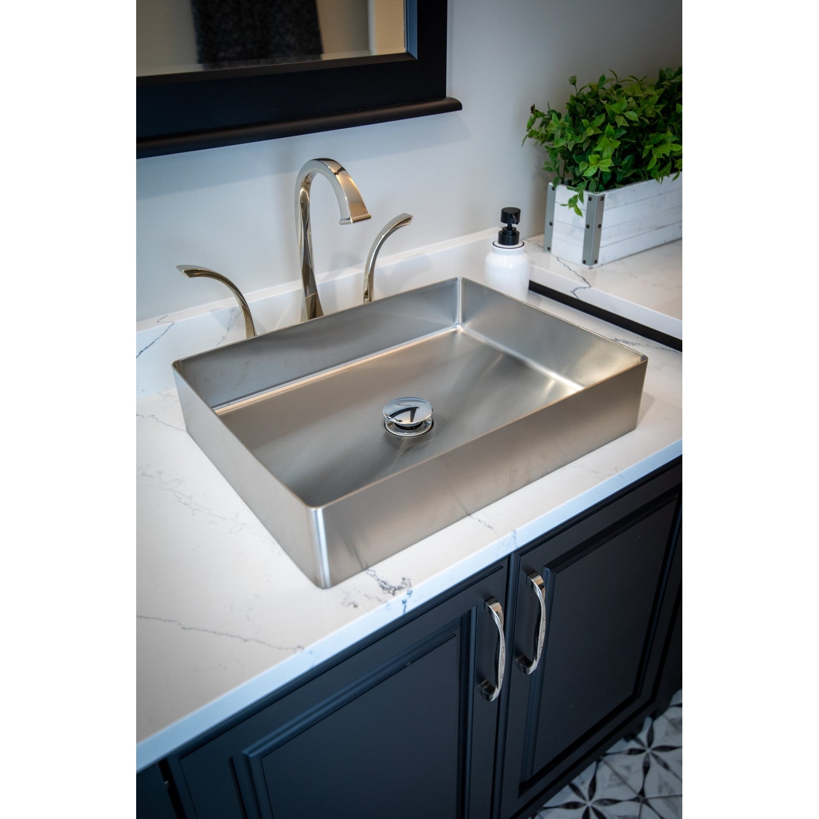 Eden Bath Rectangular 19" x 14 1/2" Stainless Steel Bathroom Vessel Sink with Drain in Silver - EB_SS002SV