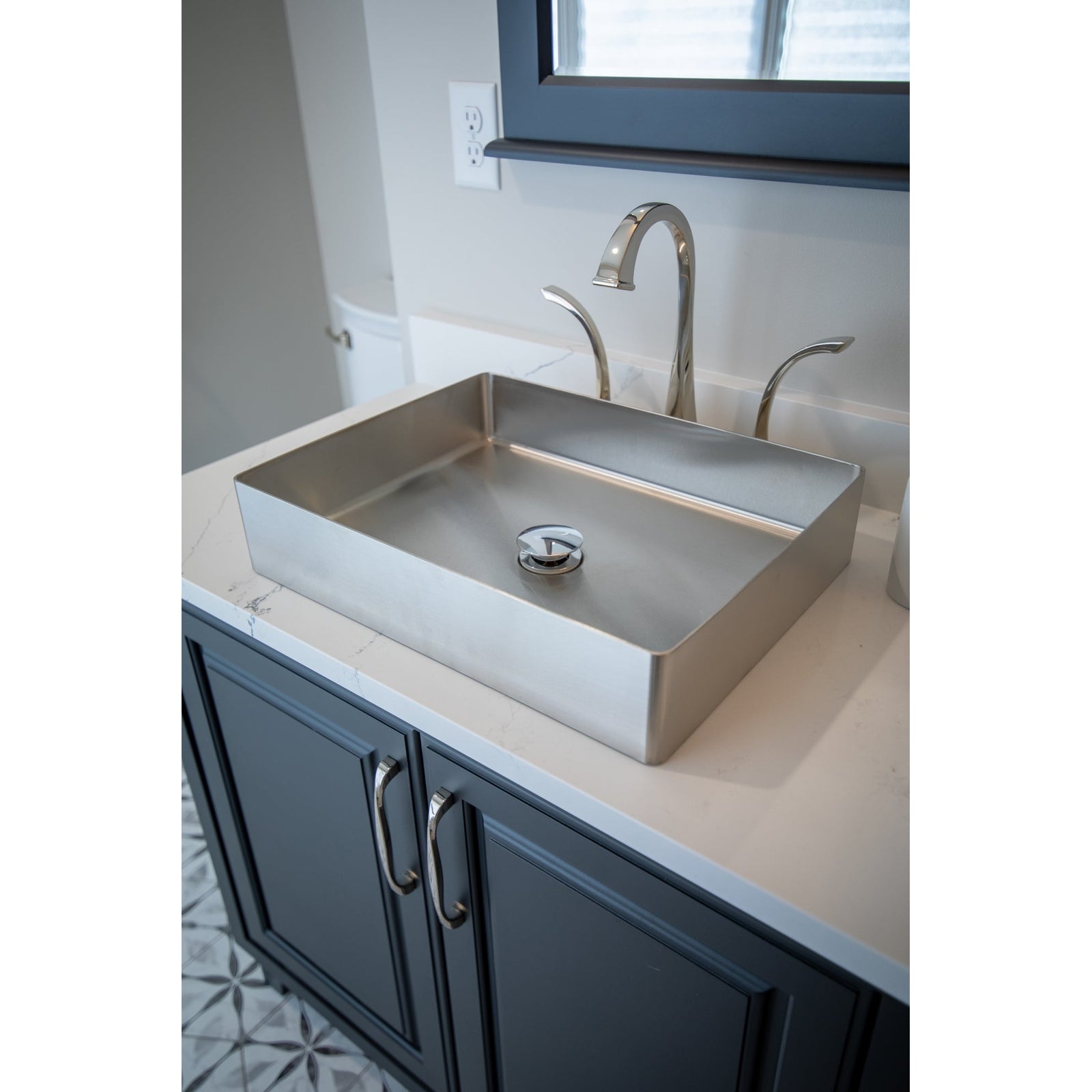 Eden Bath Rectangular 19" x 14 1/2" Stainless Steel Bathroom Vessel Sink with Drain in Silver - EB_SS002SV