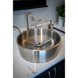 Eden Bath 15 3/4" Round Thick Rim Stainless Steel Bathroom Vessel Sink with Drain in Silver - EB_SS003SV