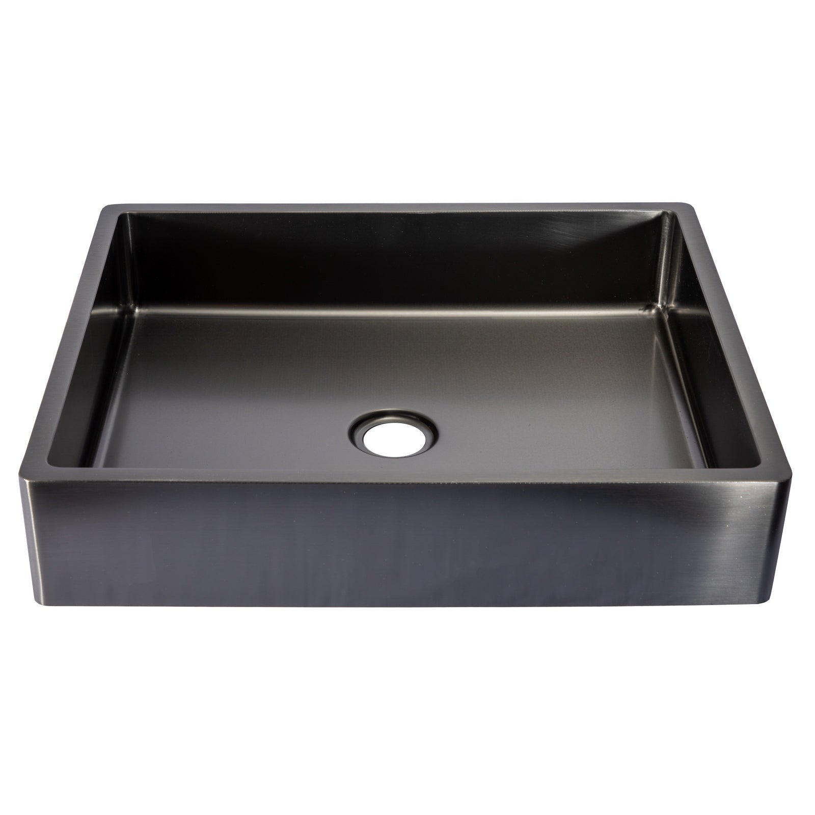 Eden Bath Rectangular 18 3/4 x 15 3/4" Thick Rim Stainless Steel Bathroom Vessel Sink with Drain in Black - EB_SS004BK