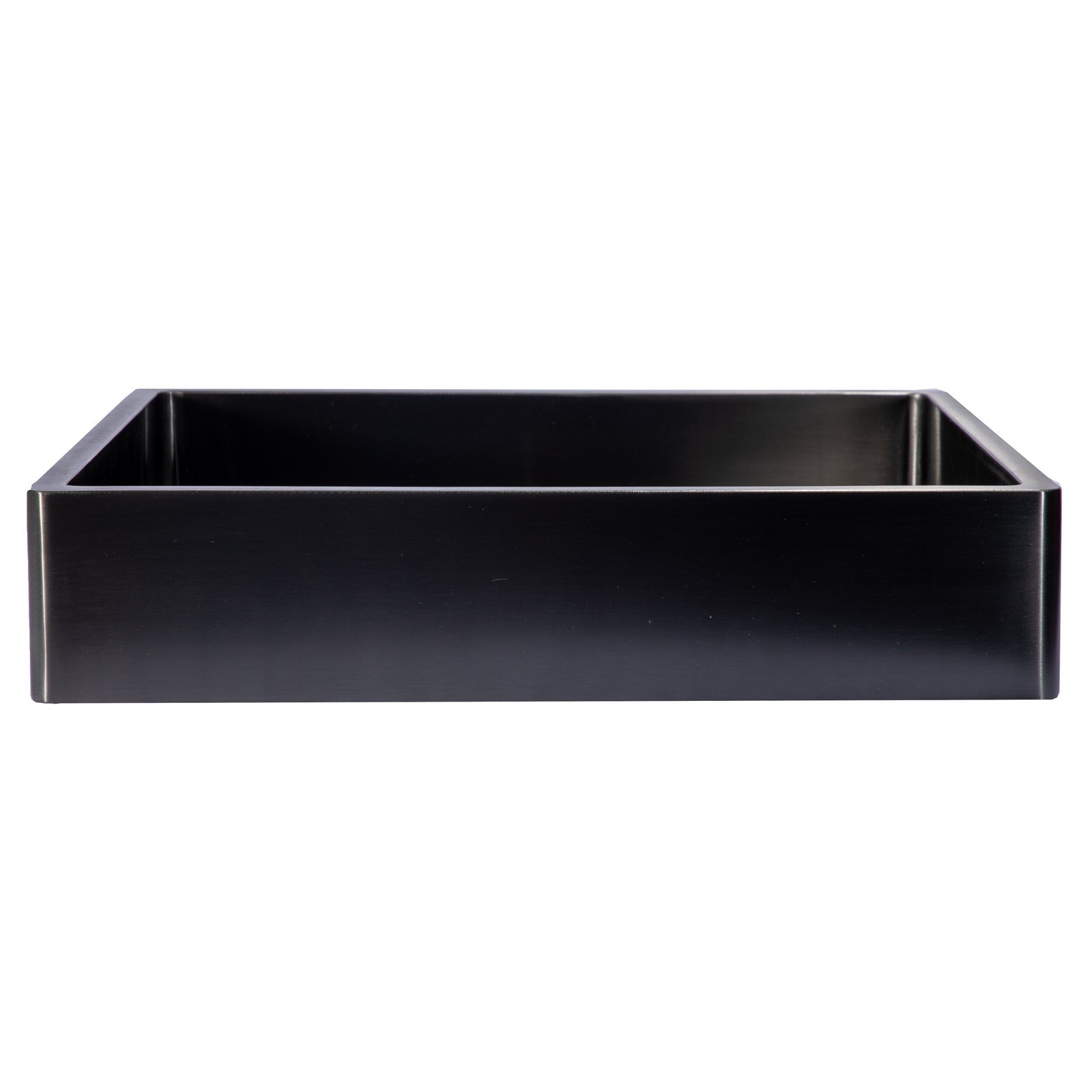 Eden Bath Rectangular 18 3/4 x 15 3/4" Thick Rim Stainless Steel Bathroom Vessel Sink with Drain in Black - EB_SS004BK