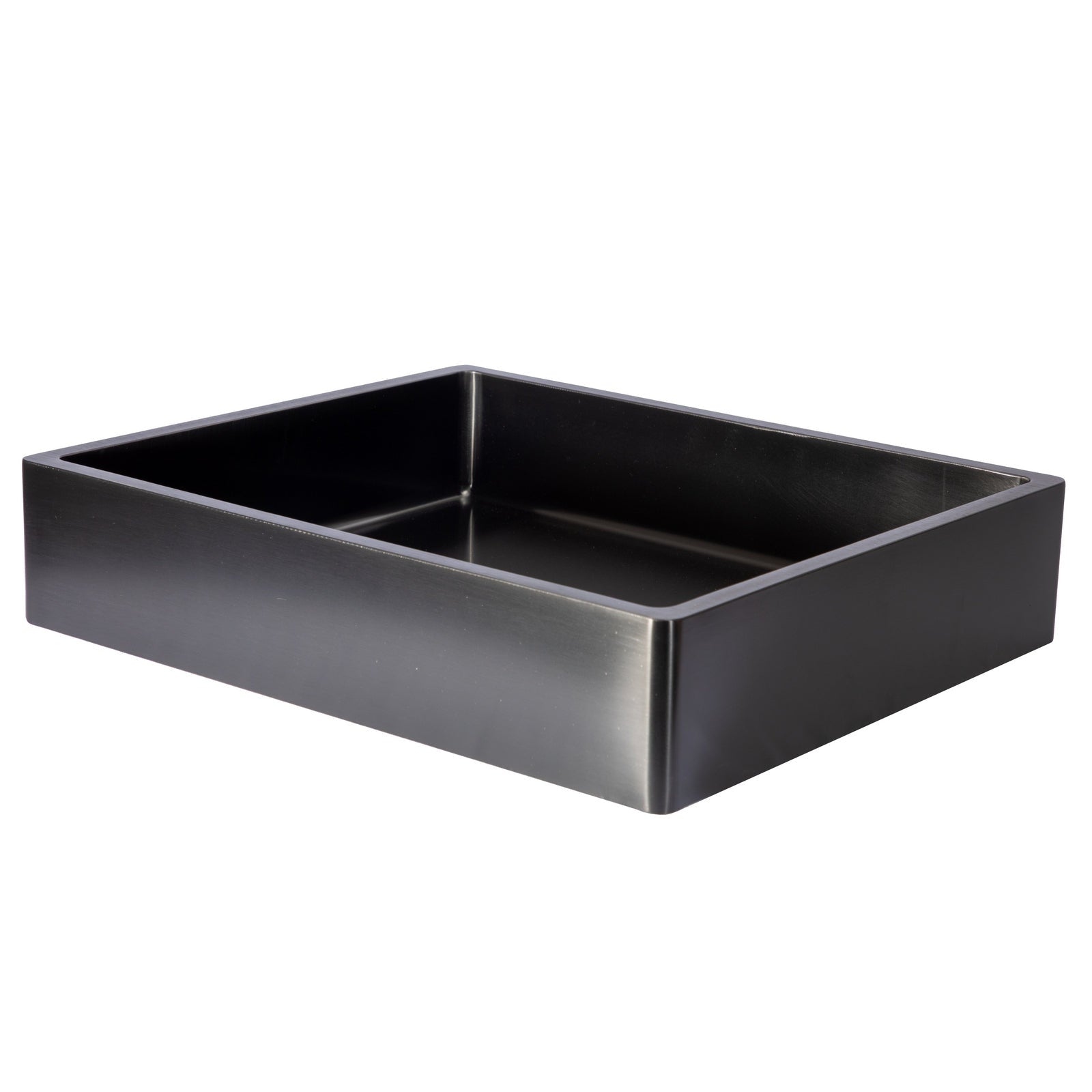 Eden Bath Rectangular 18 3/4 x 15 3/4" Thick Rim Stainless Steel Bathroom Vessel Sink with Drain in Black - EB_SS004BK