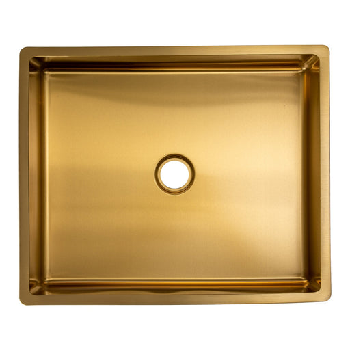 Eden Bath Rectangular 18 3/4" x 15 3/4" Thick Rim Stainless Steel Bathroom Vessel Sink with Drain in Gold- EB_SS004GD