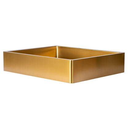 Eden Bath Rectangular 18 3/4" x 15 3/4" Thick Rim Stainless Steel Bathroom Vessel Sink with Drain in Gold- EB_SS004GD