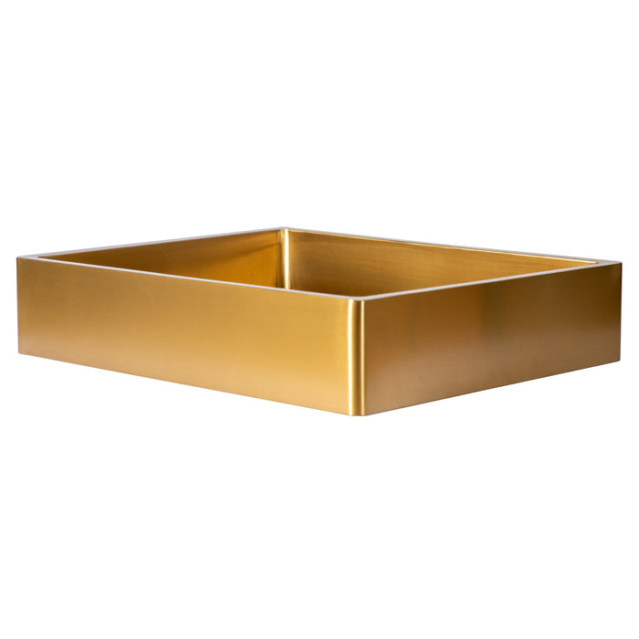 Eden Bath Rectangular 18 3/4" x 15 3/4" Thick Rim Stainless Steel Bathroom Vessel Sink with Drain in Gold- EB_SS004GD