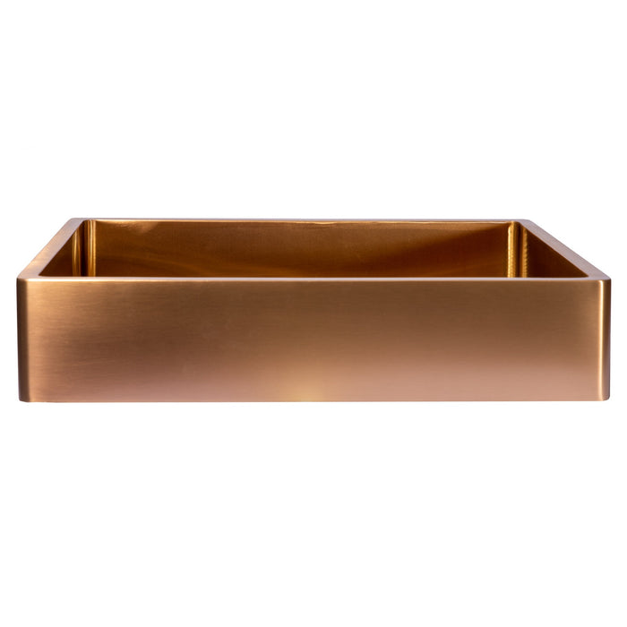 Eden Bath Rectangular 18 3/4" x 15 3/4" Thick Rim Stainless Steel Bathroom Vessel Sink with Drain in Rose Gold - EB_SS004RG