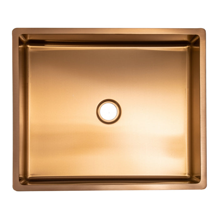 Eden Bath Rectangular 18 3/4" x 15 3/4" Thick Rim Stainless Steel Bathroom Vessel Sink with Drain in Rose Gold - EB_SS004RG