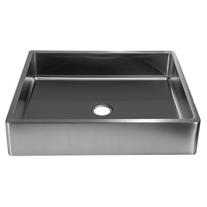 Eden Bath Rectangular 18 3/4" x 15 3/4" Thick Rim Stainless Steel Bathroom Vessel Sink with Drain in Silver - EB_SS004SV