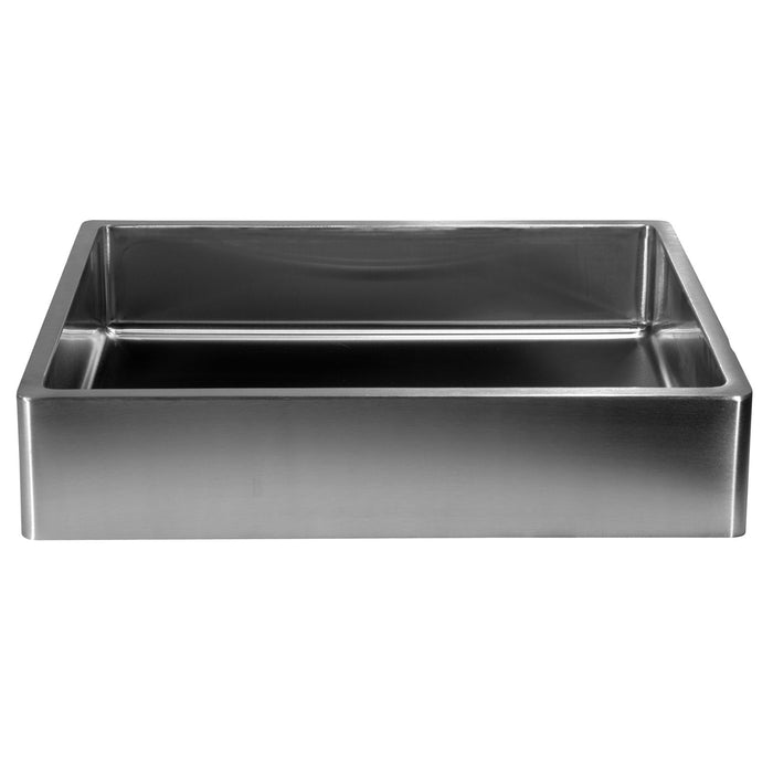 Eden Bath Rectangular 18 3/4" x 15 3/4" Thick Rim Stainless Steel Bathroom Vessel Sink with Drain in Silver - EB_SS004SV