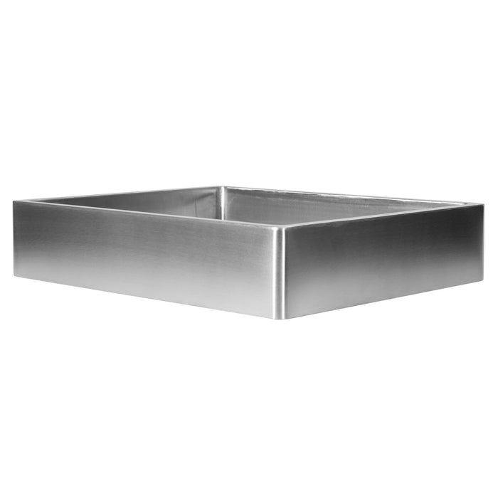 Eden Bath Rectangular 18 3/4" x 15 3/4" Thick Rim Stainless Steel Bathroom Vessel Sink with Drain in Silver - EB_SS004SV