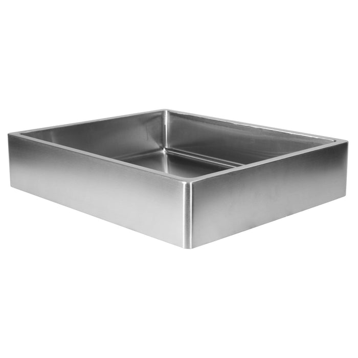 Eden Bath Rectangular 18 3/4" x 15 3/4" Thick Rim Stainless Steel Bathroom Vessel Sink with Drain in Silver - EB_SS004SV