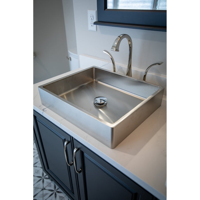 Eden Bath Rectangular 18 3/4" x 15 3/4" Thick Rim Stainless Steel Bathroom Vessel Sink with Drain in Silver - EB_SS004SV