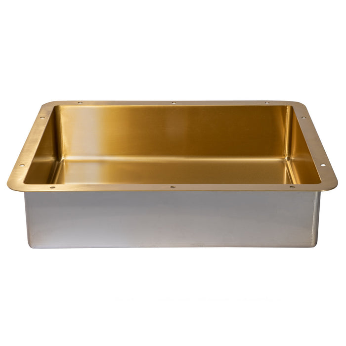 Eden Bath Rectangular 20" x 16" Stainless Steel Undermount Bathroom Sink with Drain in Gold - EB_SS051GD