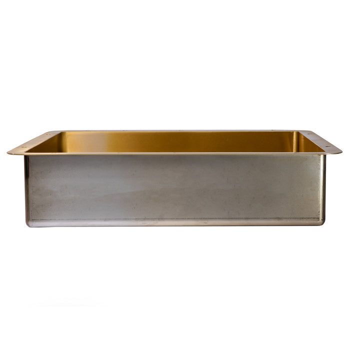 Eden Bath Rectangular 20" x 16" Stainless Steel Undermount Bathroom Sink with Drain in Gold - EB_SS051GD