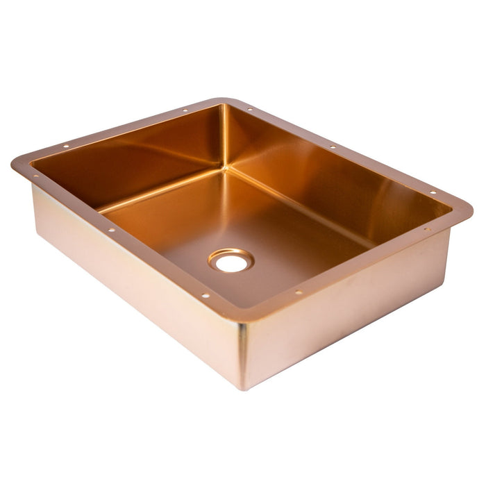 Eden Bath Rectangular 20" x 16" Stainless Steel Undermount Bathroom Sink with Drain in Rose Gold - EB_SS051RG