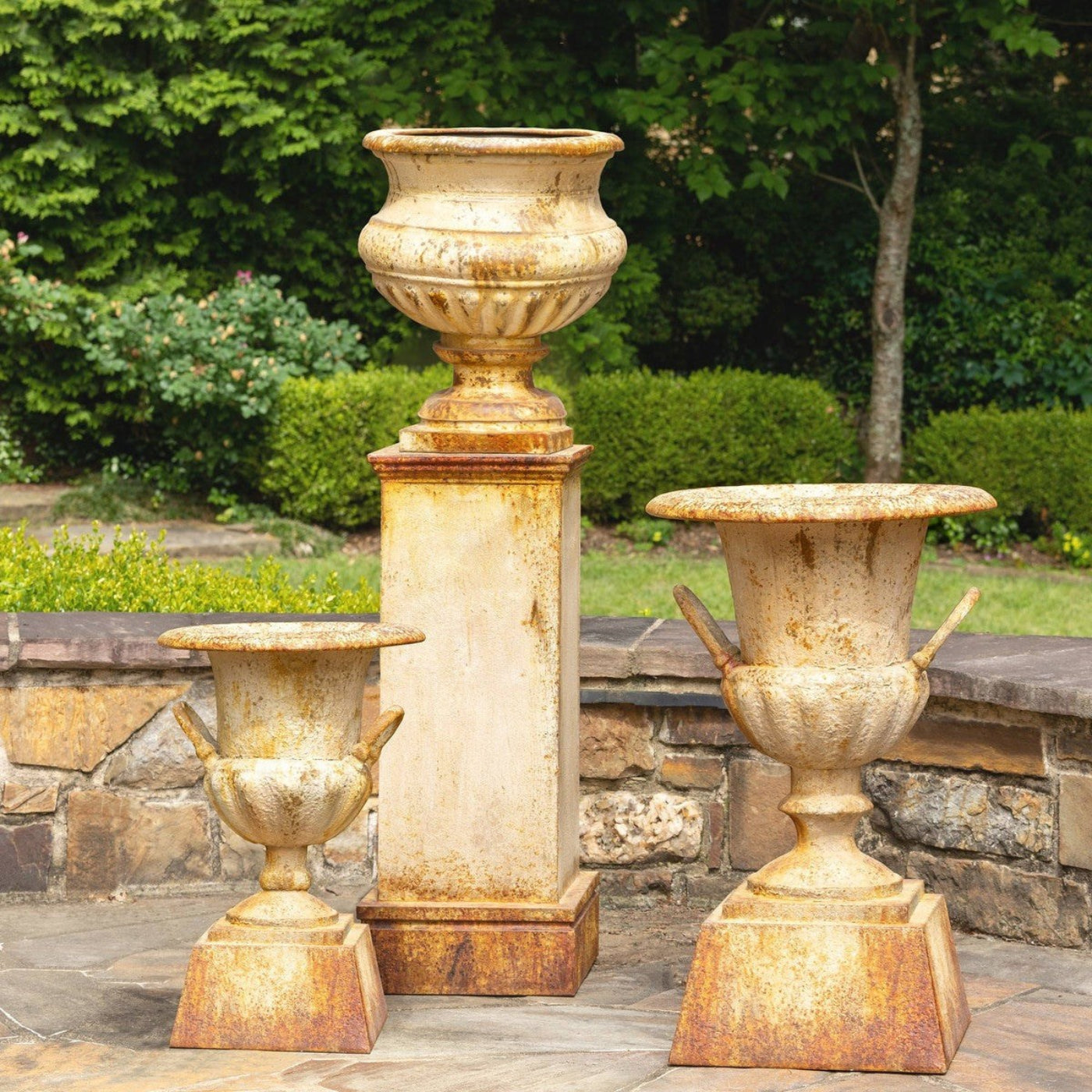 Park Hill Collection Country French Metal Portico Urn with Tall Pedestal - ECM06202
